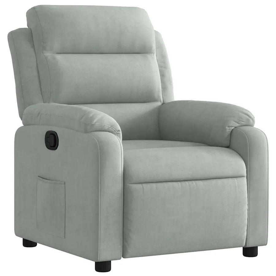 Fauteuil inclinable gris clair velours - 2