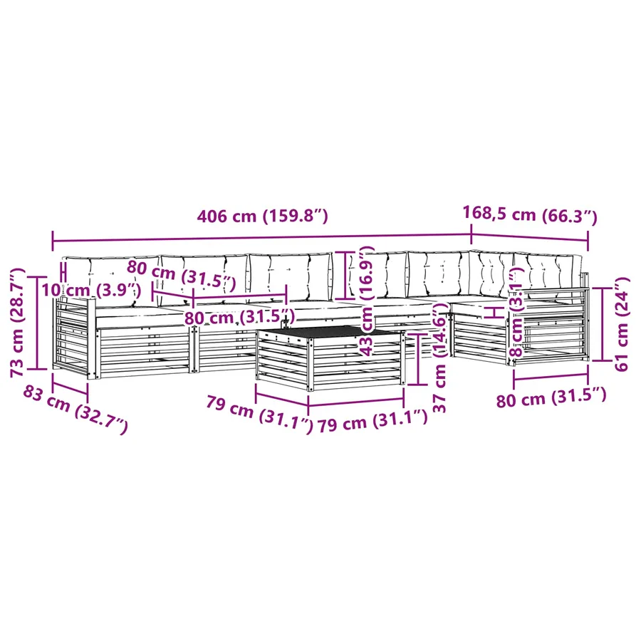Ensemble de canapés d'extérieur 7 pc Blanc et crème - 8