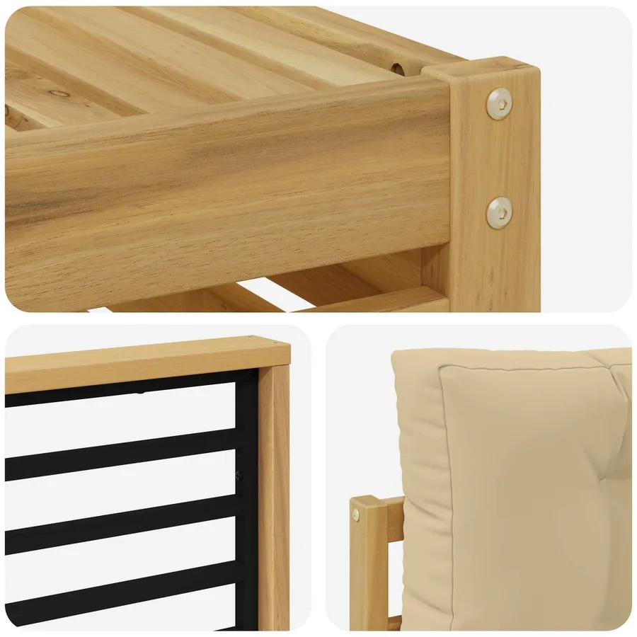 Ensemble de canapés d'extérieur 7 pc Blanc et Beige Polyester - 6