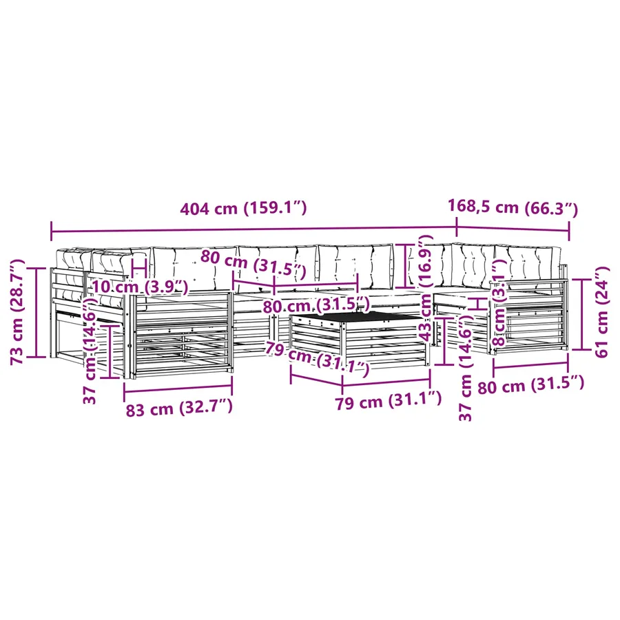 Ensemble de canapés d'extérieur 8 pc Blanc et anthracite - 7
