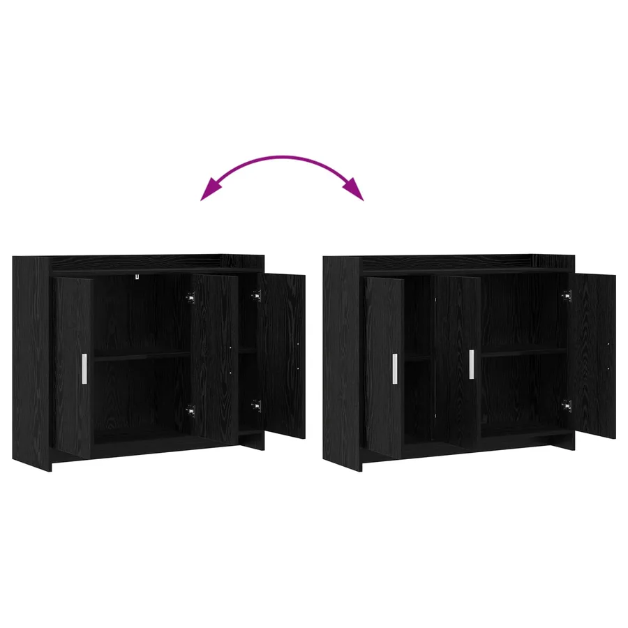 Buffet Chêne noir 98,5 x 33 x 80 cm Bois d'ingénierie - 8