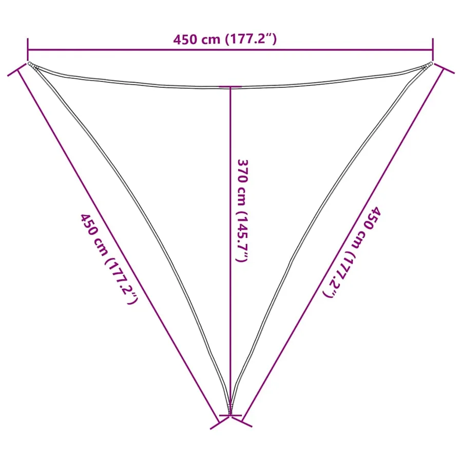 Voile d'ombrage 160 g/m² triangulaire sable 4,5x4,5x4,5 m PEHD - 10