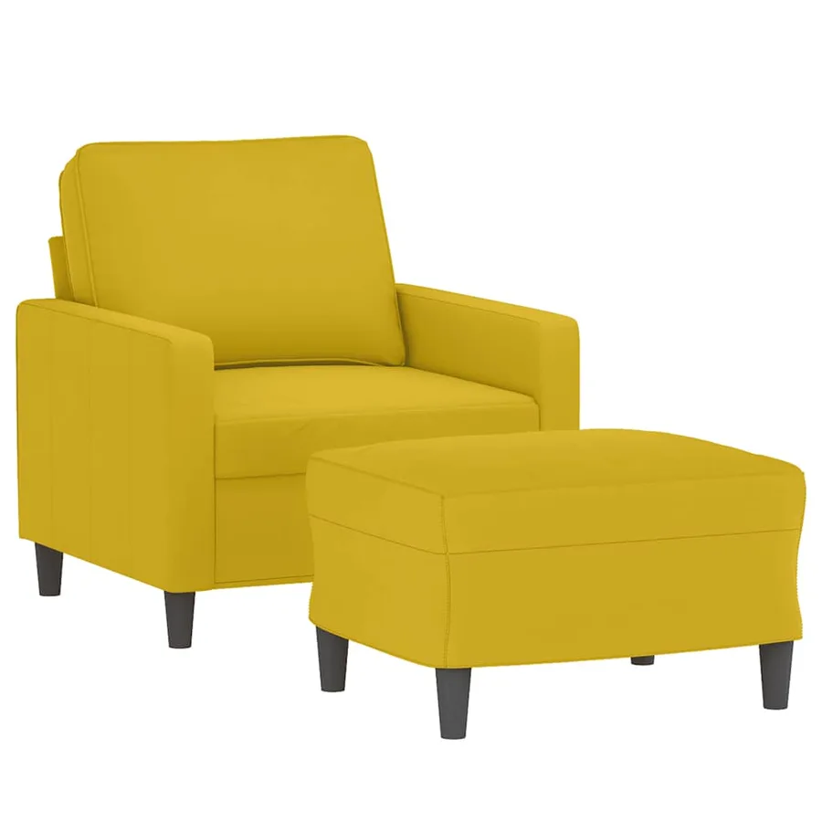 Fauteuil avec repose-pied jaune 60 cm velours - 3