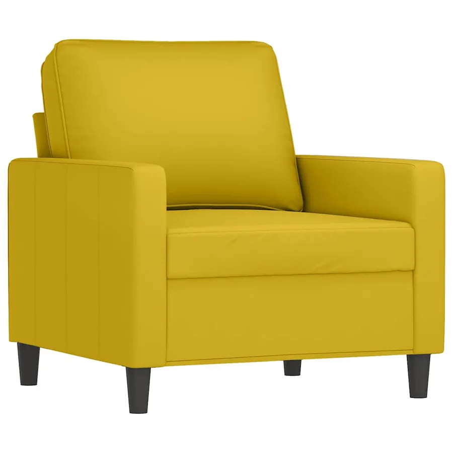 Fauteuil avec repose-pied jaune 60 cm velours - 4