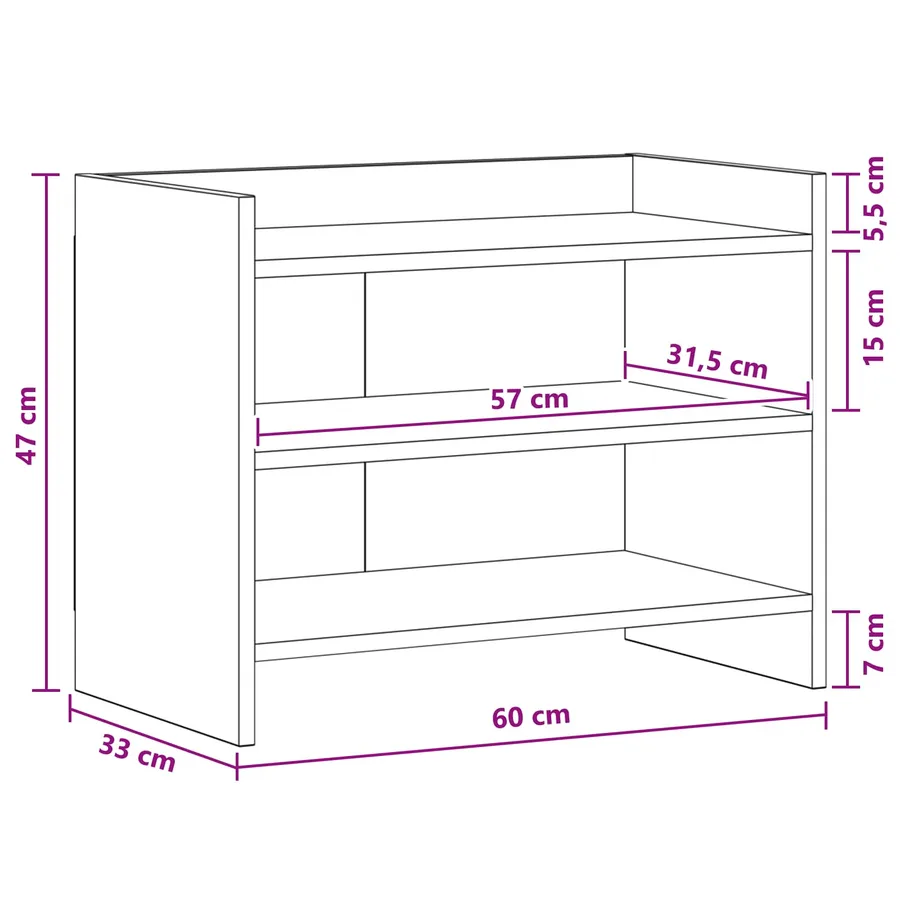 Meuble TV 60 x 33 x 47 cm Bois ancien Bois d'ingénierie - 8