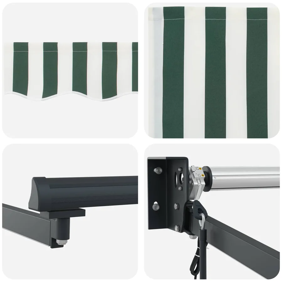 Auvent rétractable électrique Vert et blanc 5 x 3 m - 9