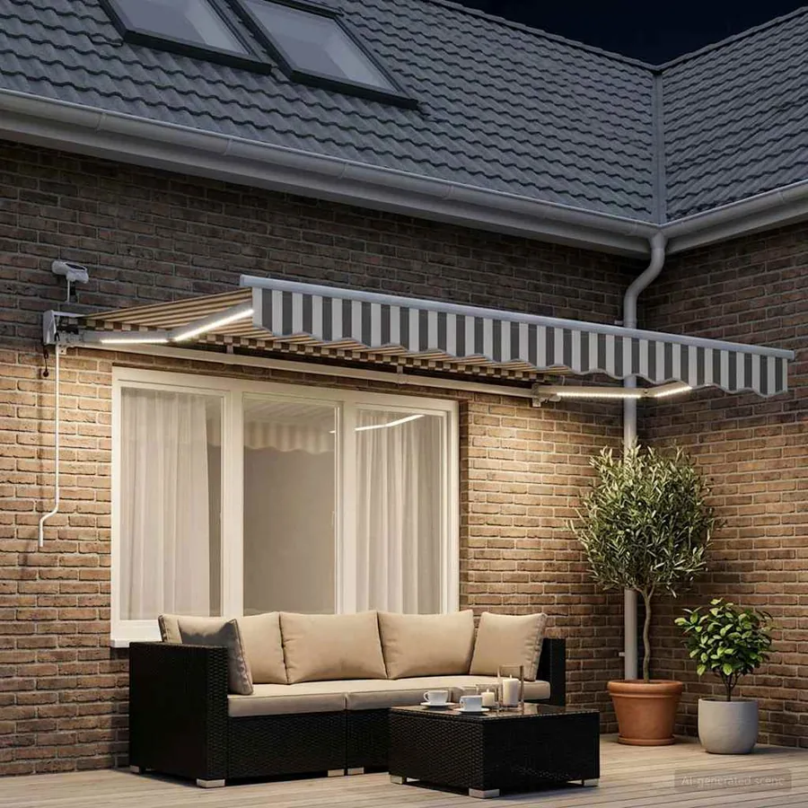 Auvent rétractable électrique Gris clair et blanc 3 x 2,5 m