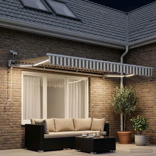 Auvent rétractable électrique Gris clair et blanc 3 x 2,5 m