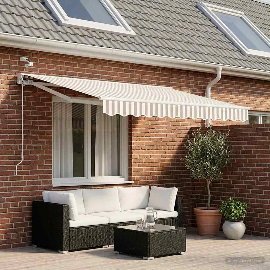 Auvent rétractable électrique Gris clair et blanc 3 x 2,5 m - 3