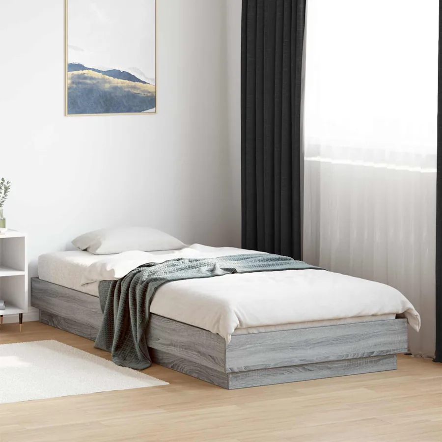 Cadre de lit avec LED Sonoma gris 80 x 200 cm Bois d'ingénierie
