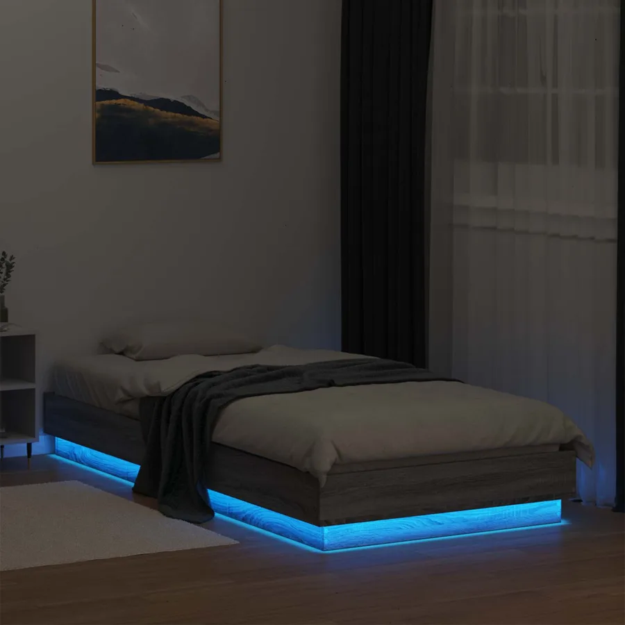 Cadre de lit avec LED Sonoma gris 80 x 200 cm Bois d'ingénierie - 3