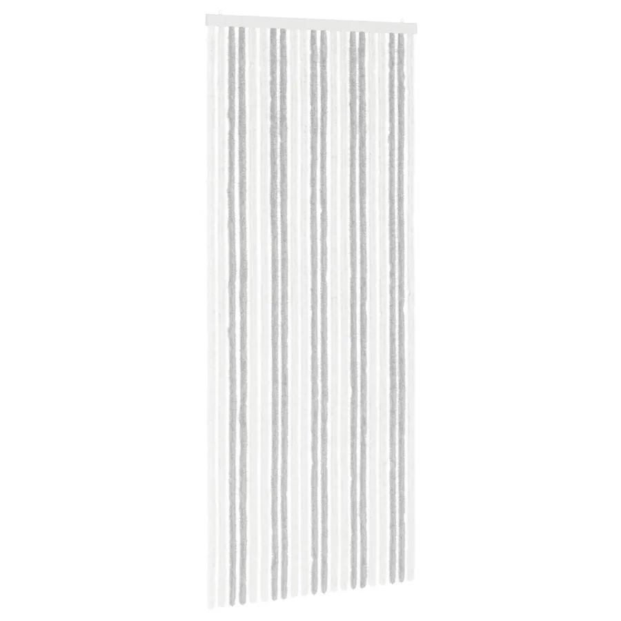 Rideau anti-insectes en chenille Gris clair et blanc - 2