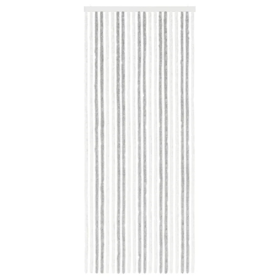 Rideau anti-insectes en chenille Gris clair et blanc - 3
