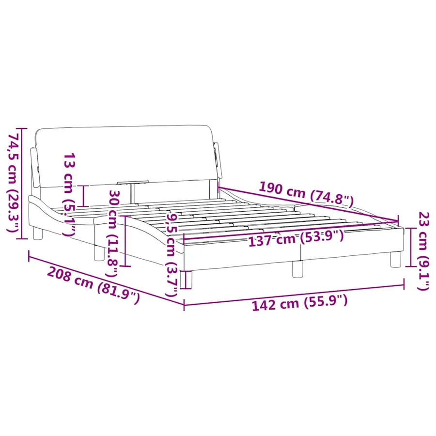 Cadre de lit Dover noir 137x190 cm similicuir - 9