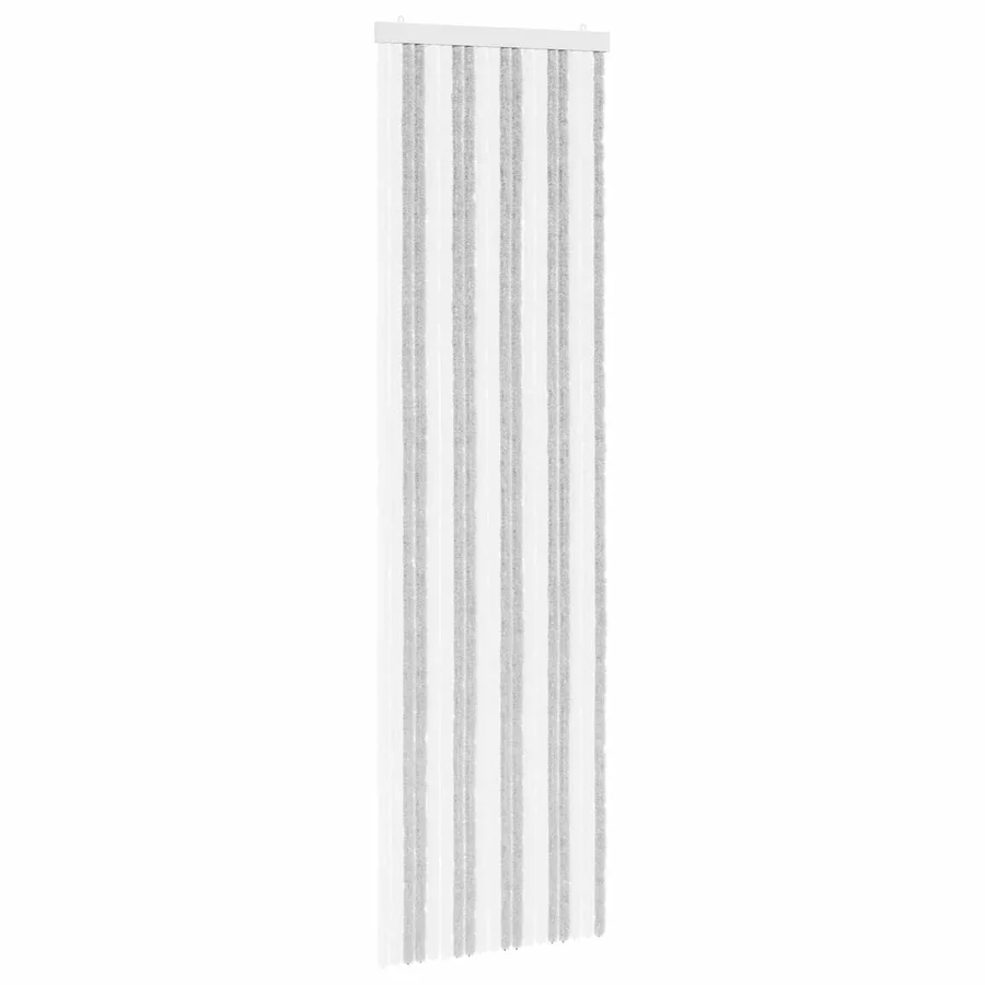 Rideau anti-insectes en chenille Gris clair et blanc - 2