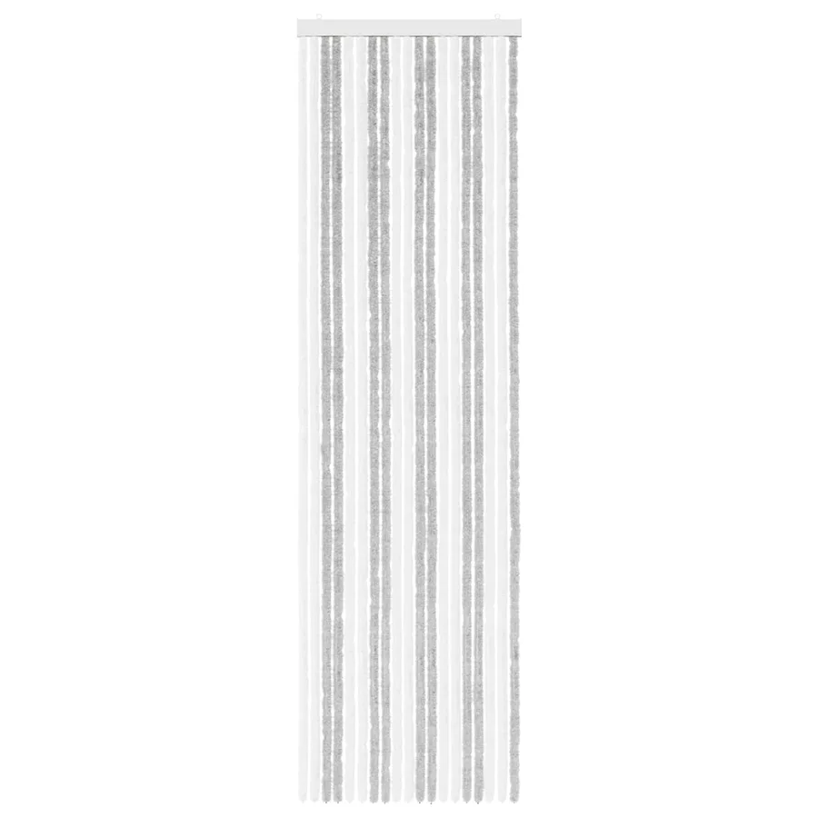 Rideau anti-insectes en chenille Gris clair et blanc - 3