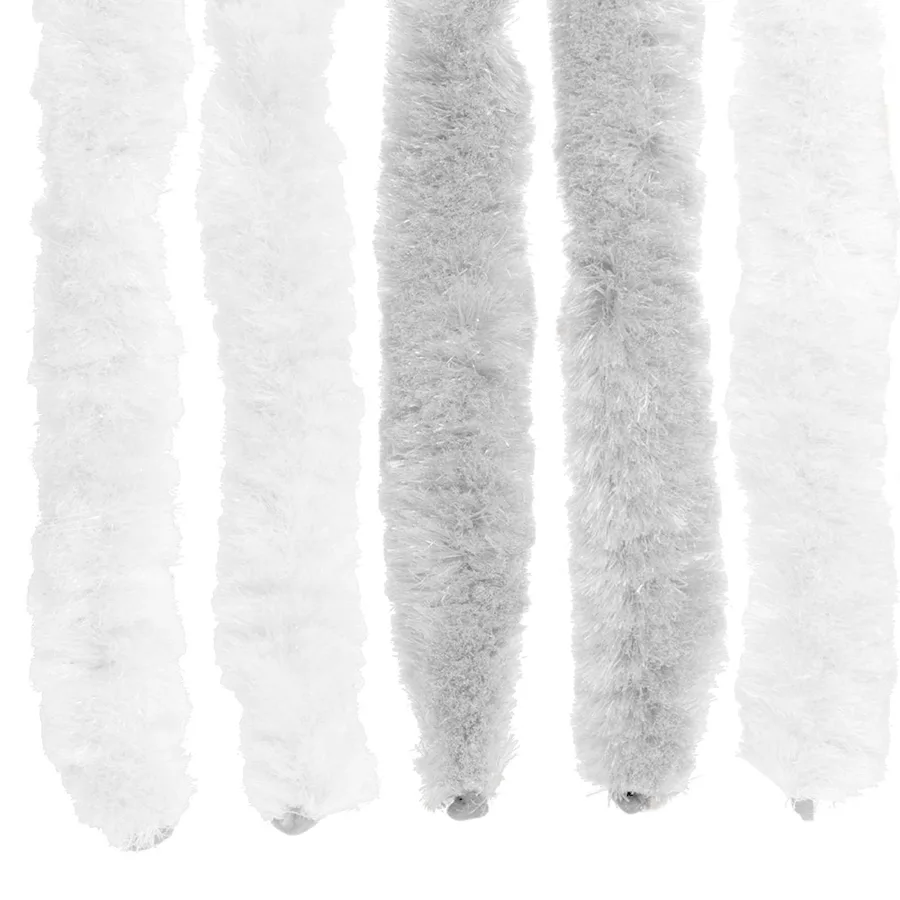 Rideau anti-insectes en chenille Gris clair et blanc - 5