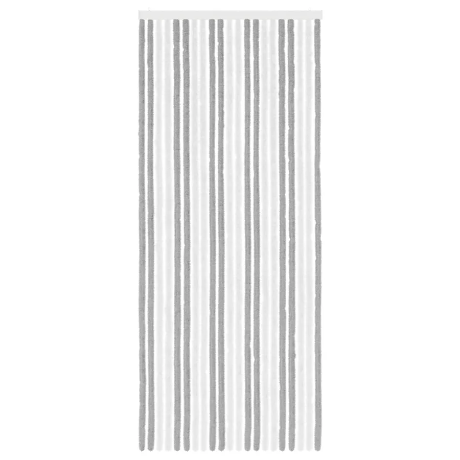 Rideau anti-insectes en chenille Gris et blanc 90 x 220 cm - 3