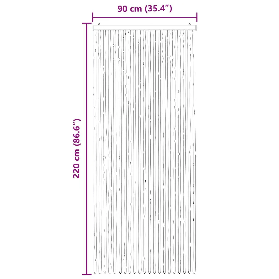 Rideau anti-insectes en chenille Gris et blanc 90 x 220 cm - 6