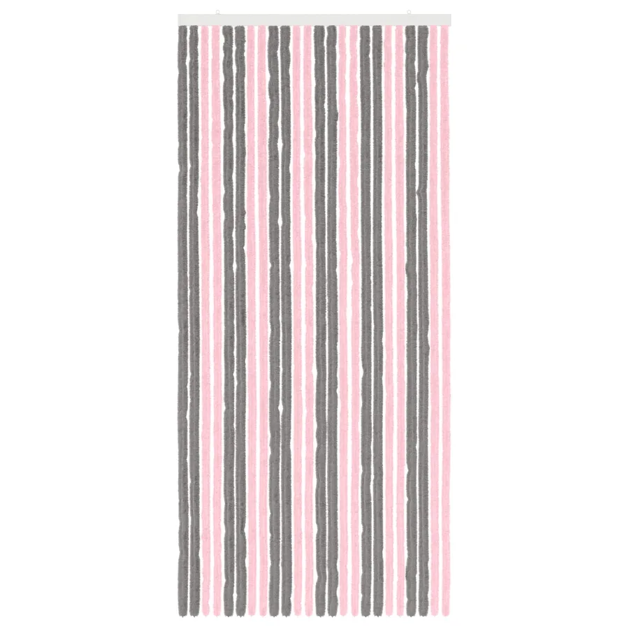Rideau anti-insectes en chenille Gris Argent et Rose - 3