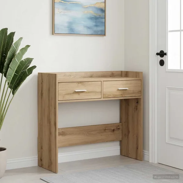 Table console Chêne artisanal 90 x 35 x 80 cm Bois d'ingénierie