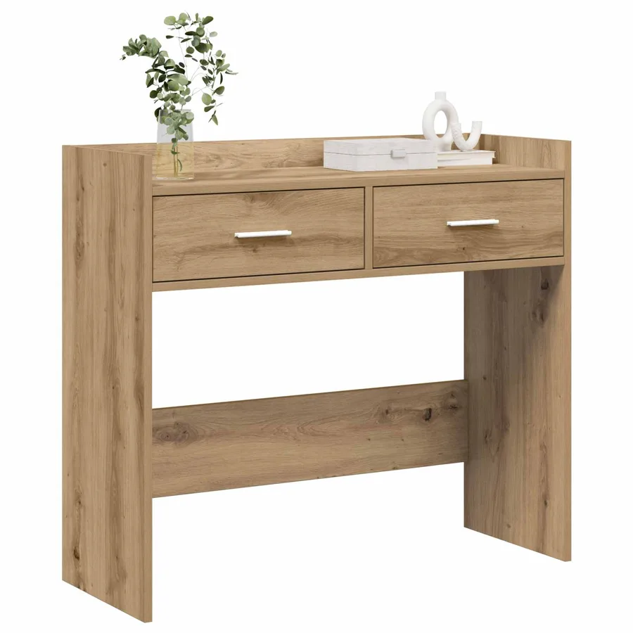 Table console Chêne artisanal 90 x 35 x 80 cm Bois d'ingénierie - 3