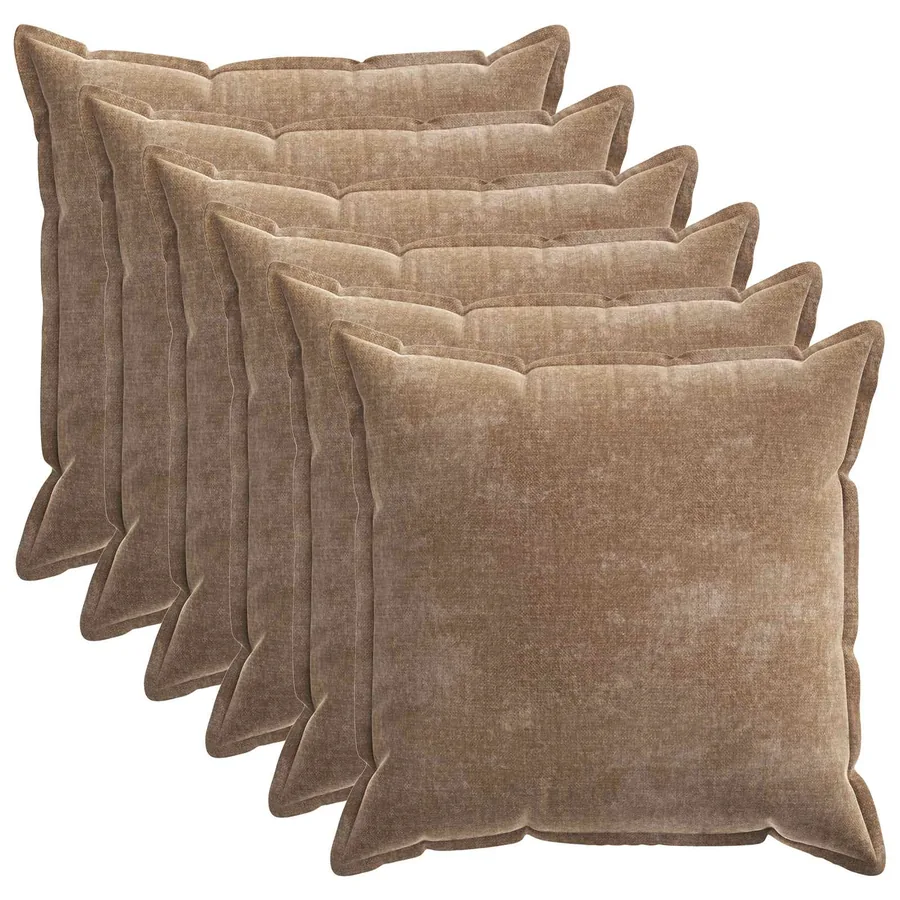 Housse de coussin 6 pcs HOUTEN Marron 80 x 80 cm Tissu Chenille