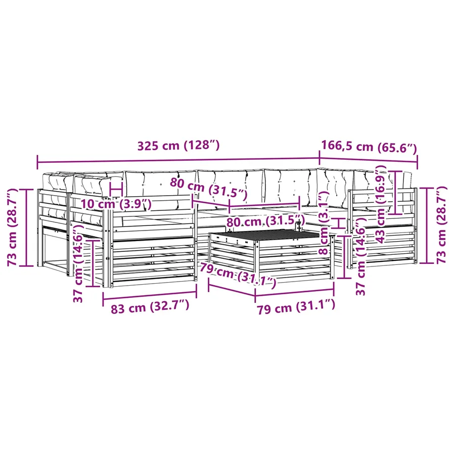 Ensemble de canapés d'extérieur 7 pc Blanc et anthracite - 7