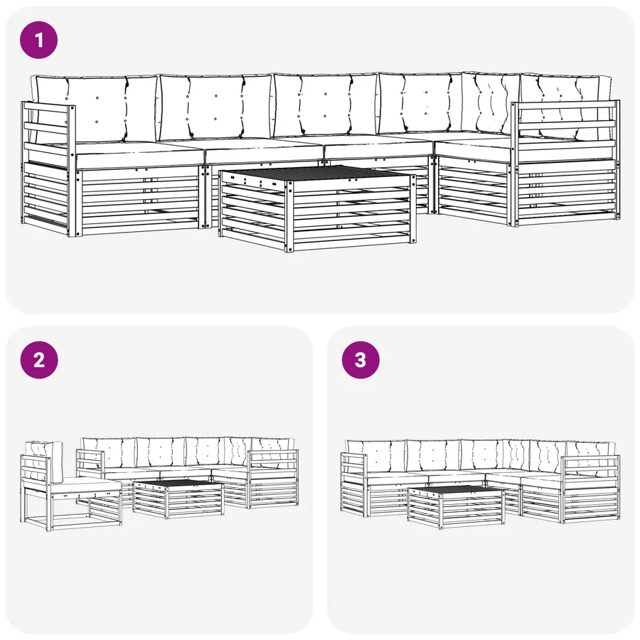 Ensemble de canapés d'extérieur 6 pc Blanc et anthracite - 7