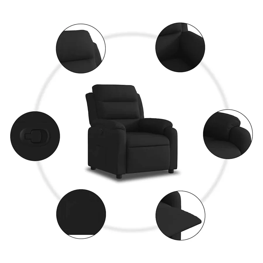Fauteuil inclinable Noir Tissu - 5