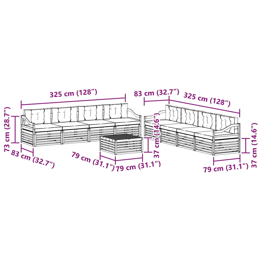 Ensemble de canapés d'extérieur 9 pc Blanc et crème Polyester - 7