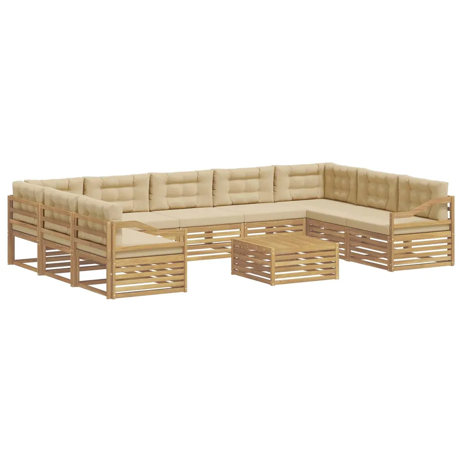 Ensemble de canapés d'extérieur 10 pc Blanc et Beige Polyester - 2