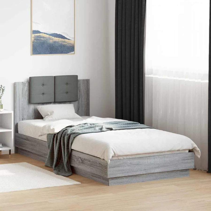 Cadre de lit avec tête de lit Sonoma gris 80 x 200 cm