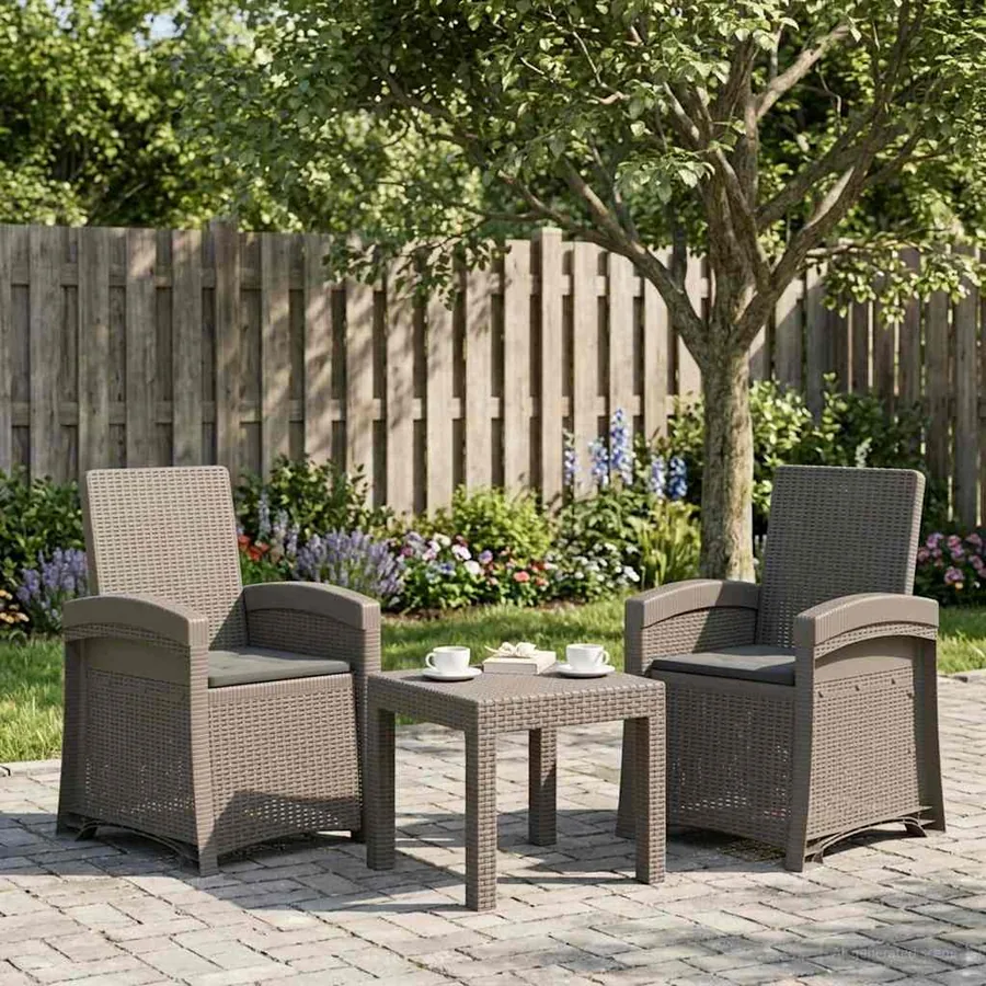 Chaise de jardin inclinable imitant le rotin 2 pcs PP