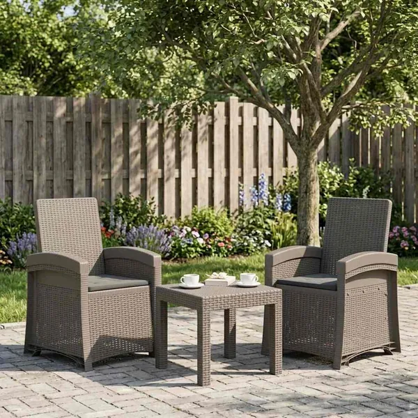 Chaise de jardin inclinable imitant le rotin 2 pcs PP