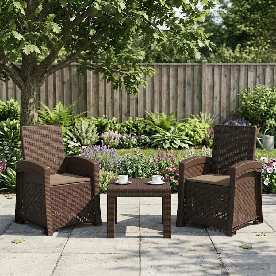 Chaise de jardin inclinable imitant le rotin 2 pcs PP