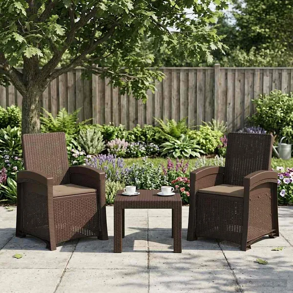 Chaise de jardin inclinable imitant le rotin 2 pcs PP