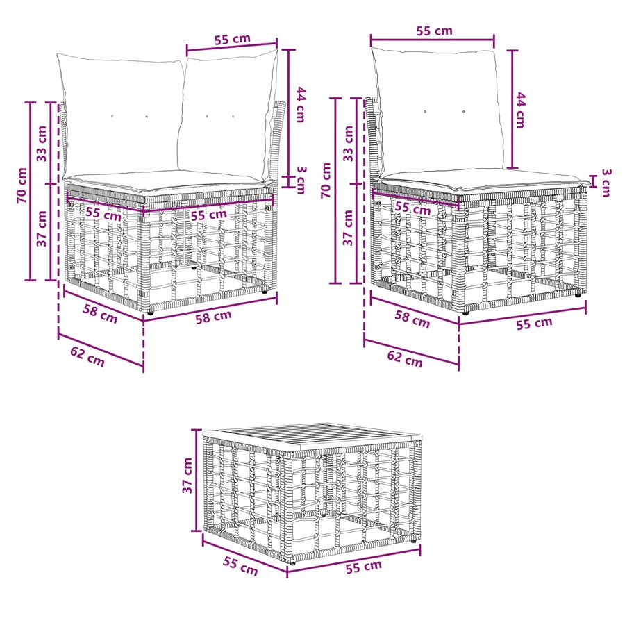 Ensemble de canapés d'extérieur 10 pcs Noir et Gris foncé - 11
