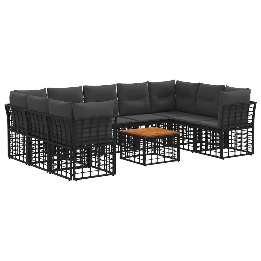 Ensemble de canapés d'extérieur 10 pcs Noir et Gris foncé - 2