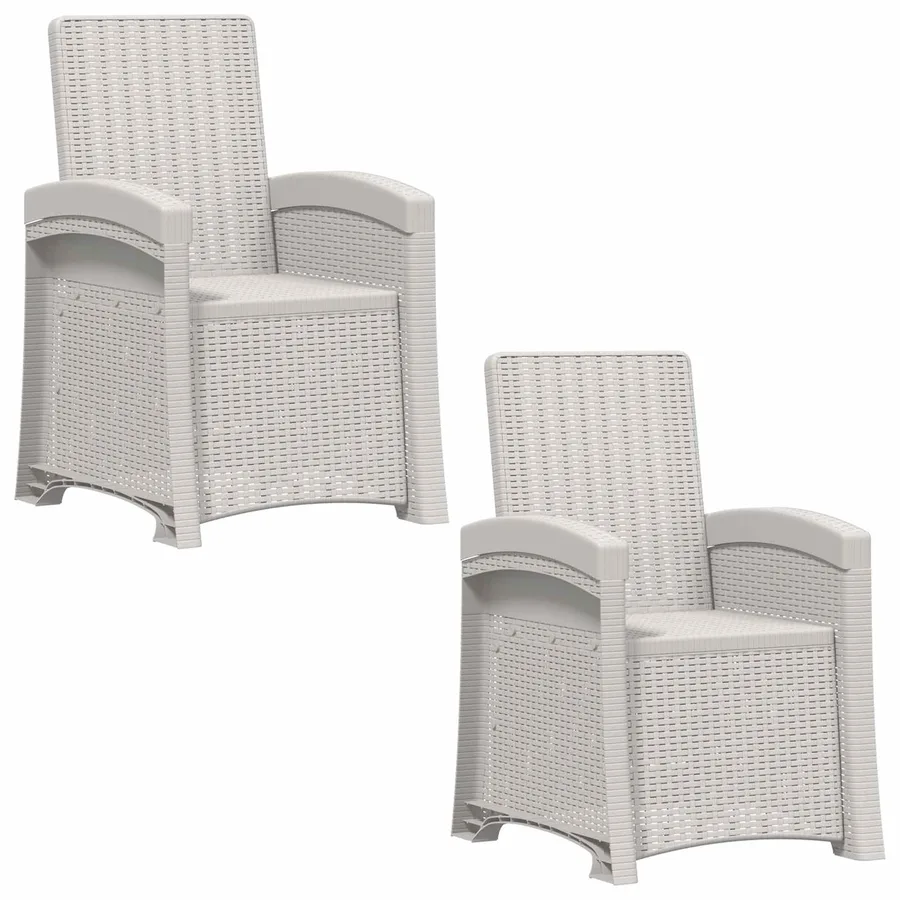 Chaise de jardin inclinable imitant le rotin 2 pcs Blanc PP - 2