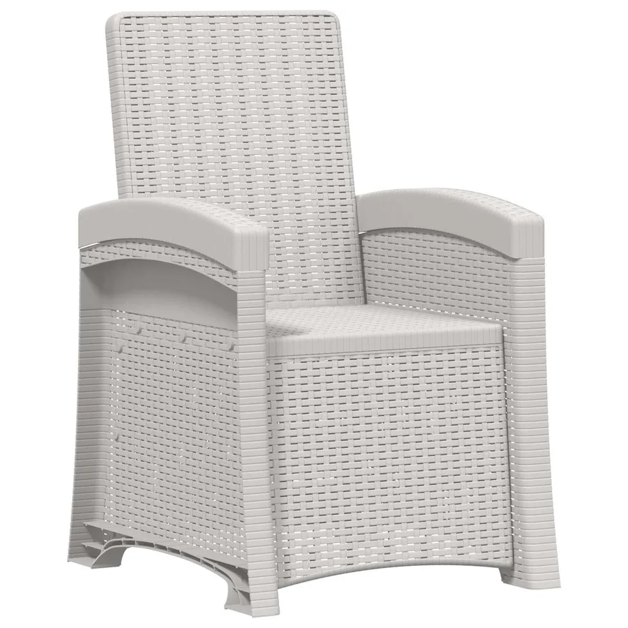 Chaise de jardin inclinable imitant le rotin 2 pcs Blanc PP - 3