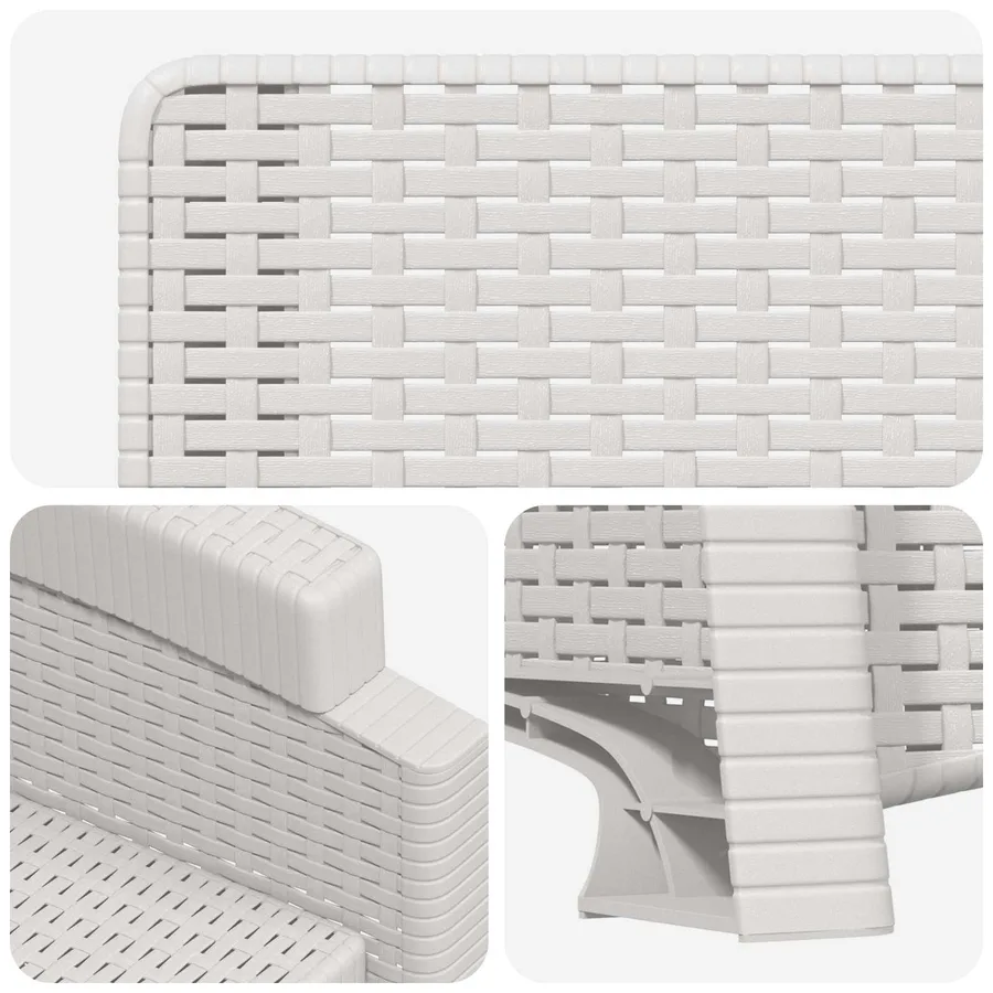 Chaise de jardin inclinable imitant le rotin 2 pcs Blanc PP - 7