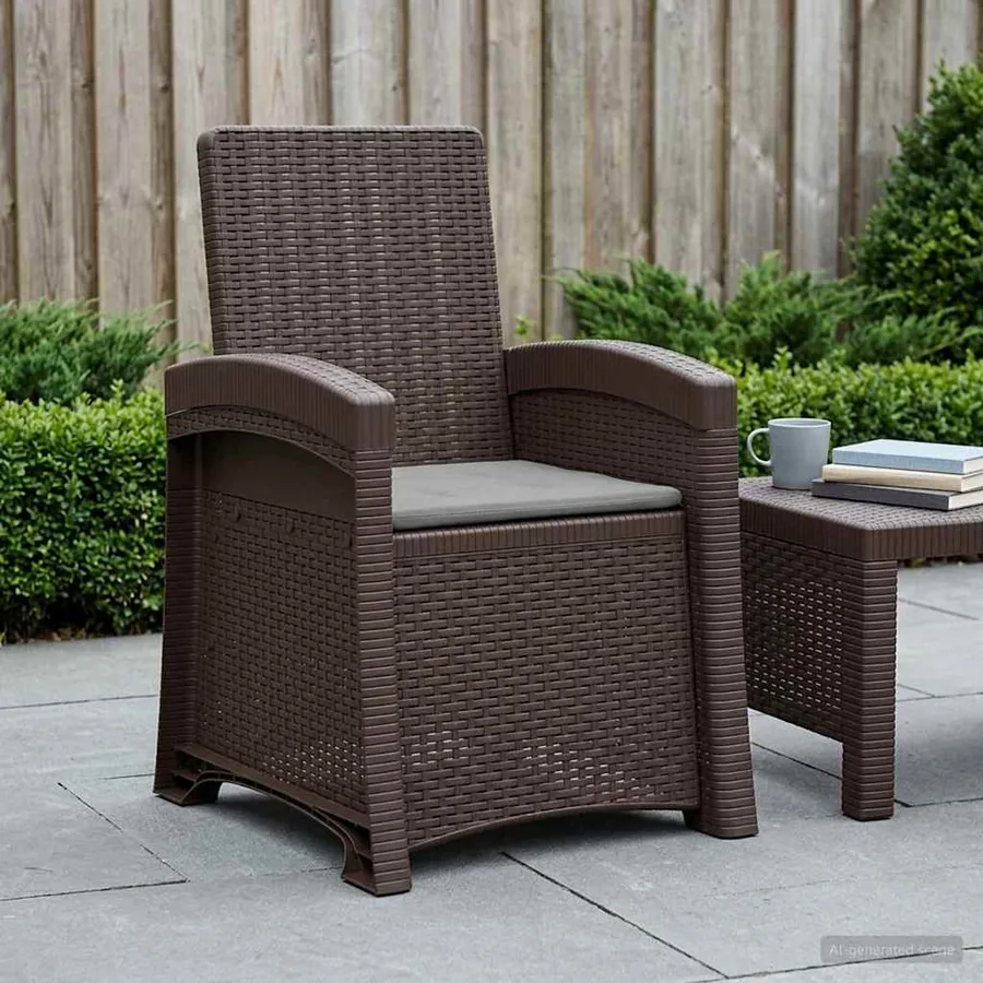Chaise de jardin inclinable imitant le rotin PP - 34