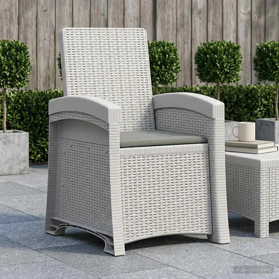 Chaise de jardin inclinable imitant le rotin PP - 78