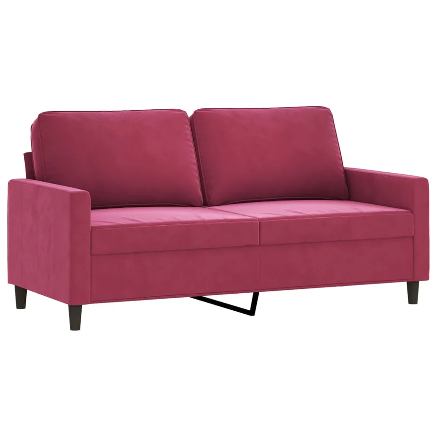 Ensemble de canapés 2 pcs avec coussins Rouge bordeaux Velours - 4