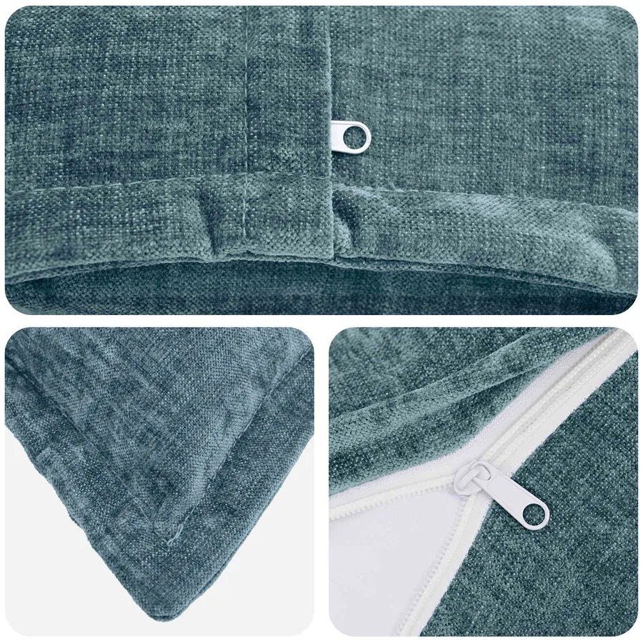 Housse de coussin 2 pcs HOUTEN Bleu 80 x 80 cm Tissu Chenille - 4
