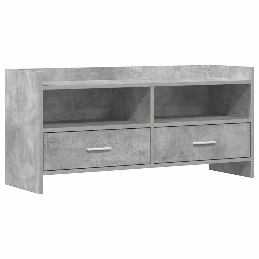 Meuble TV 100 x 33 x 47 cm Gris béton Bois d'ingénierie - 2