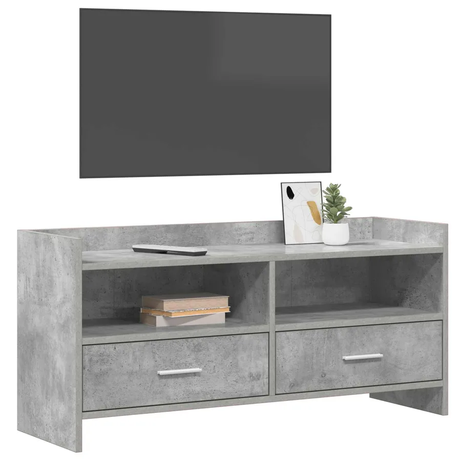 Meuble TV 100 x 33 x 47 cm Gris béton Bois d'ingénierie - 3