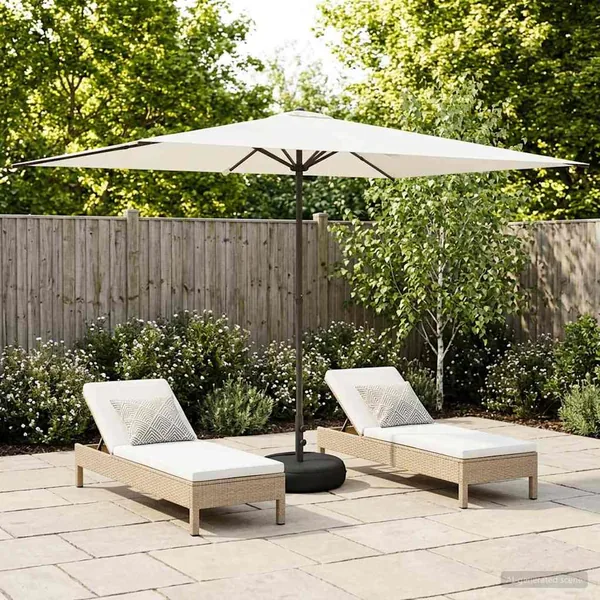 Parasol de jardin avec base 200 x 300 cm Polyester