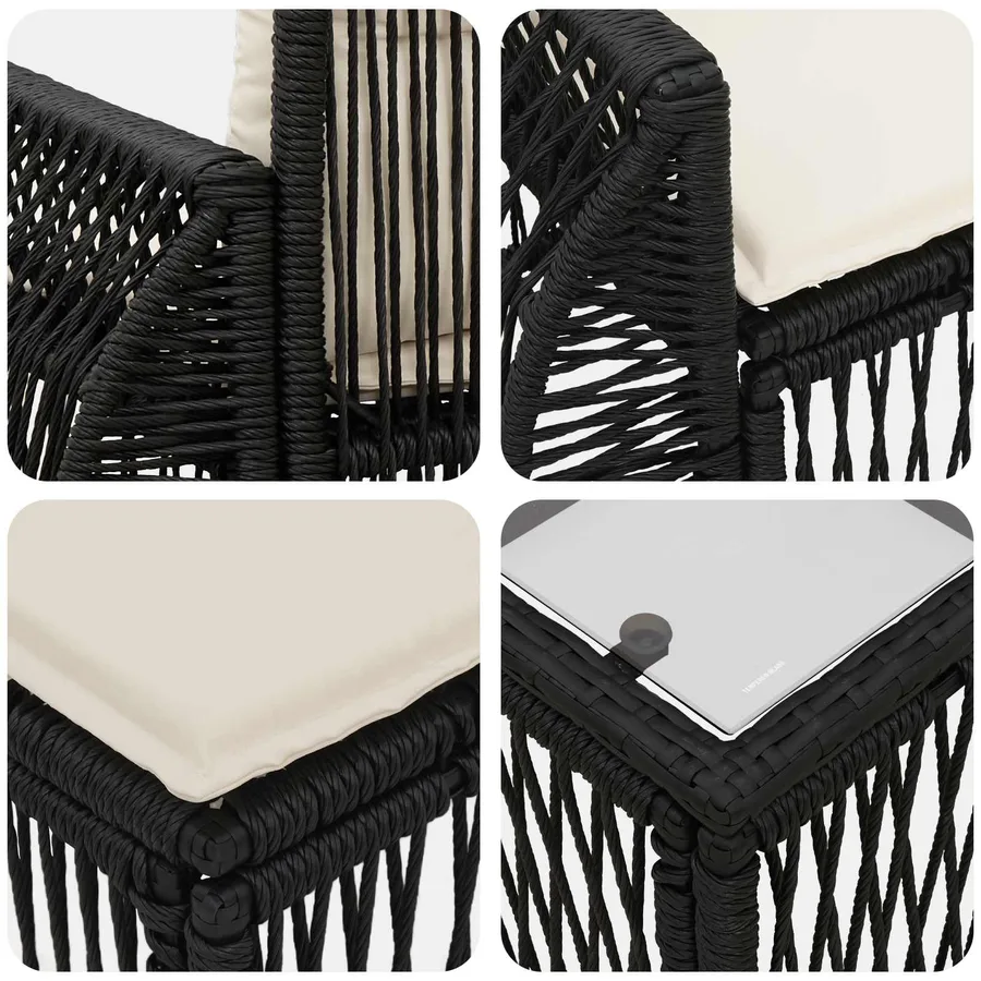 Ensemble de canapé de jardin 13 pcs Noir et blanc crème - 9
